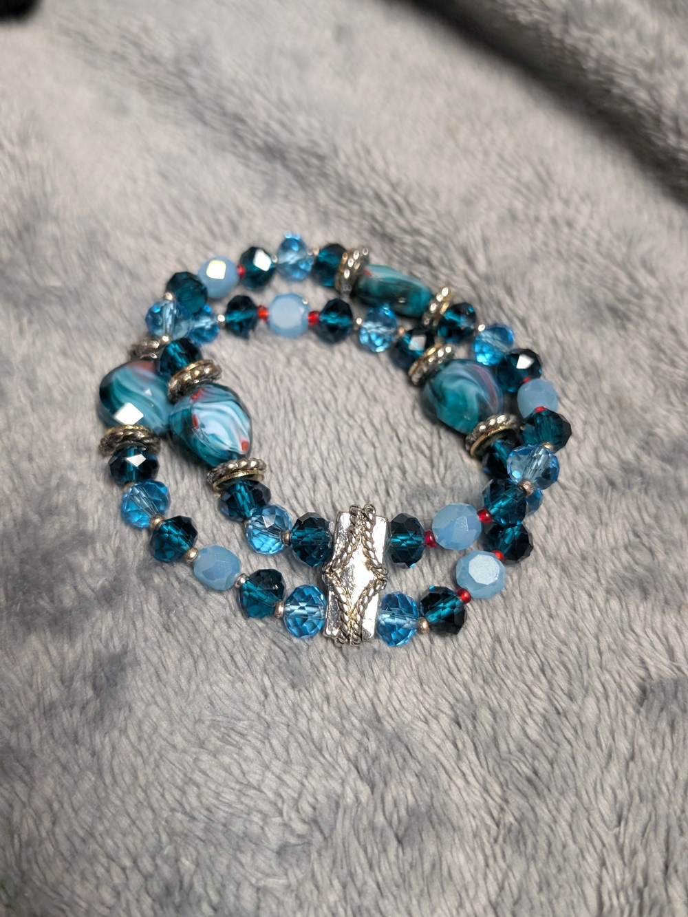 Napier Blue Teal Beaded Wrap Bracelet